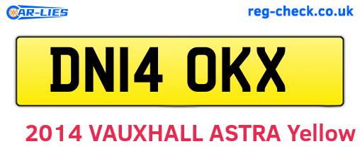 DN14OKX are the vehicle registration plates.