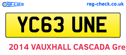 YC63UNE are the vehicle registration plates.
