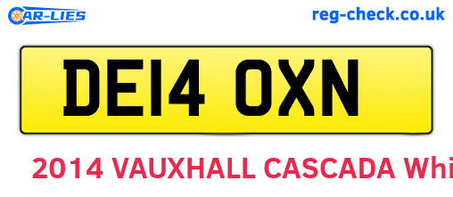 DE14OXN are the vehicle registration plates.