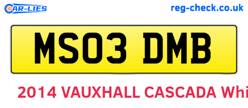 MS03DMB are the vehicle registration plates.