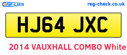 HJ64JXC are the vehicle registration plates.