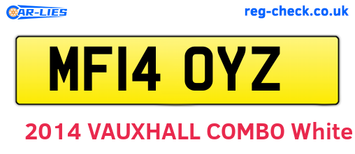MF14OYZ are the vehicle registration plates.
