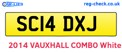 SC14DXJ are the vehicle registration plates.