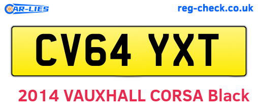 CV64YXT are the vehicle registration plates.
