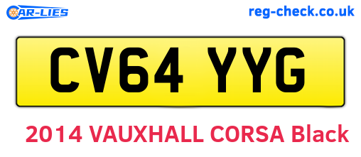 CV64YYG are the vehicle registration plates.