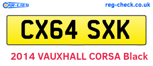 CX64SXK are the vehicle registration plates.