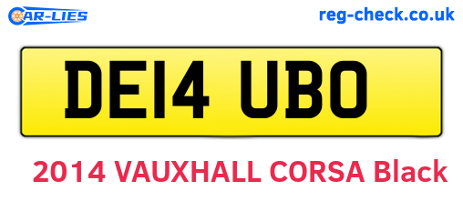 DE14UBO are the vehicle registration plates.