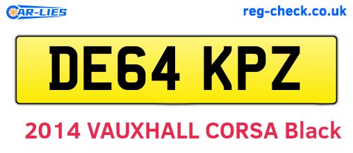 DE64KPZ are the vehicle registration plates.