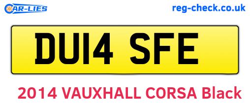 DU14SFE are the vehicle registration plates.