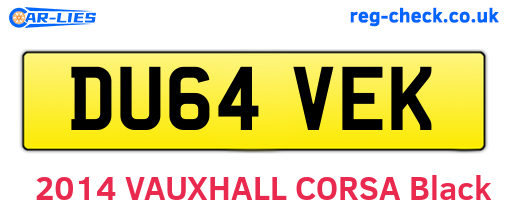 DU64VEK are the vehicle registration plates.