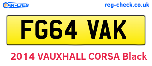FG64VAK are the vehicle registration plates.