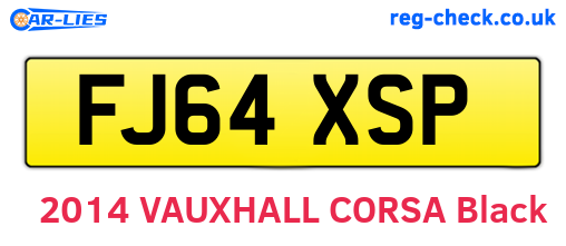 FJ64XSP are the vehicle registration plates.