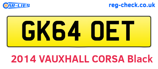GK64OET are the vehicle registration plates.