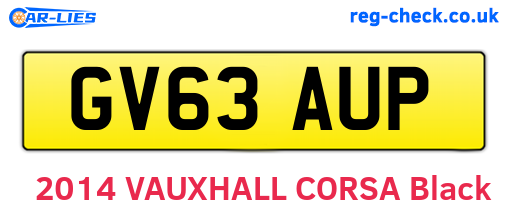 GV63AUP are the vehicle registration plates.