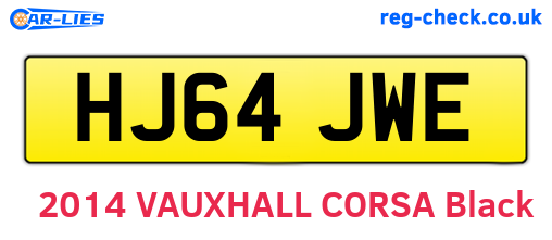 HJ64JWE are the vehicle registration plates.