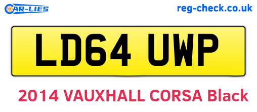 LD64UWP are the vehicle registration plates.