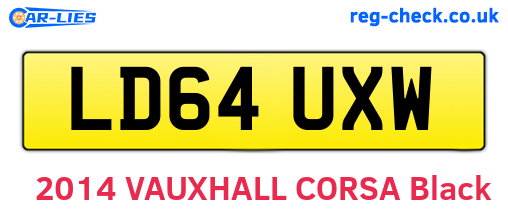 LD64UXW are the vehicle registration plates.