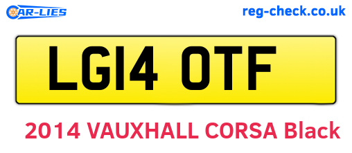 LG14OTF are the vehicle registration plates.