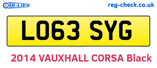 LO63SYG are the vehicle registration plates.