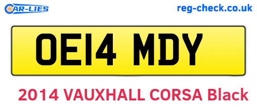 OE14MDY are the vehicle registration plates.