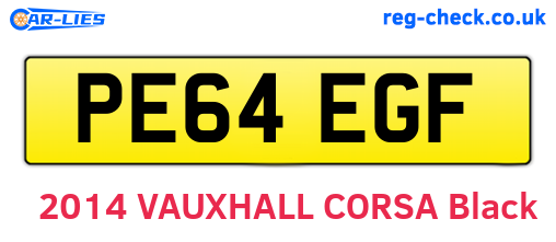 PE64EGF are the vehicle registration plates.