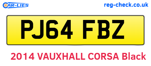 PJ64FBZ are the vehicle registration plates.