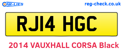 RJ14HGC are the vehicle registration plates.