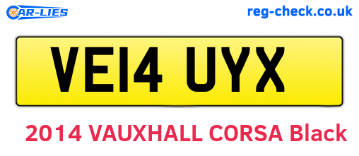 VE14UYX are the vehicle registration plates.