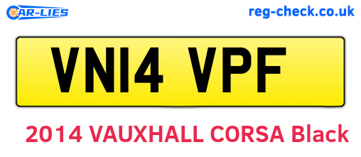 VN14VPF are the vehicle registration plates.