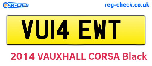 VU14EWT are the vehicle registration plates.