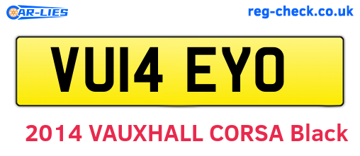 VU14EYO are the vehicle registration plates.
