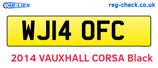 WJ14OFC are the vehicle registration plates.