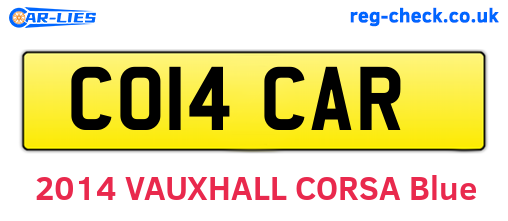 CO14CAR are the vehicle registration plates.