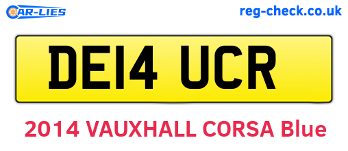 DE14UCR are the vehicle registration plates.