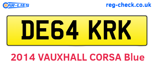 DE64KRK are the vehicle registration plates.