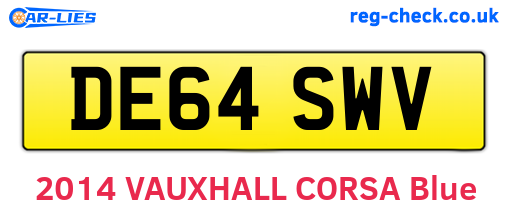 DE64SWV are the vehicle registration plates.