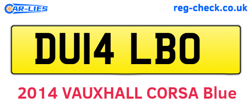 DU14LBO are the vehicle registration plates.
