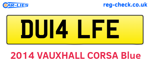 DU14LFE are the vehicle registration plates.