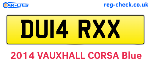 DU14RXX are the vehicle registration plates.