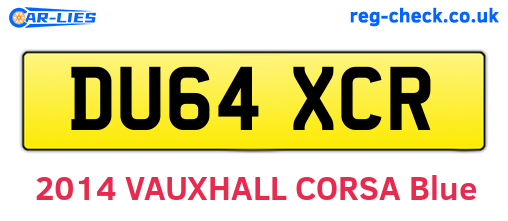 DU64XCR are the vehicle registration plates.