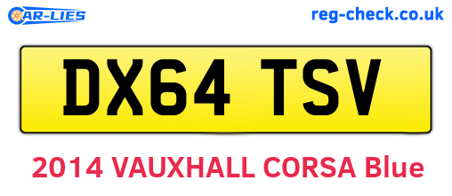 DX64TSV are the vehicle registration plates.