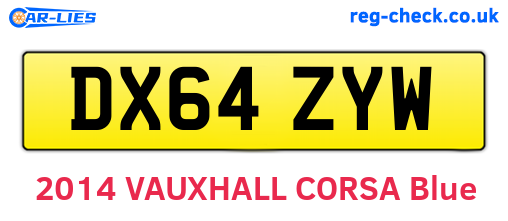 DX64ZYW are the vehicle registration plates.