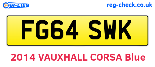 FG64SWK are the vehicle registration plates.