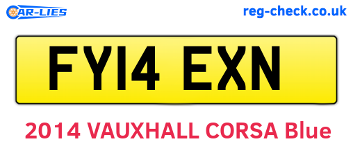 FY14EXN are the vehicle registration plates.