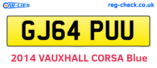 GJ64PUU are the vehicle registration plates.