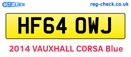 HF64OWJ are the vehicle registration plates.