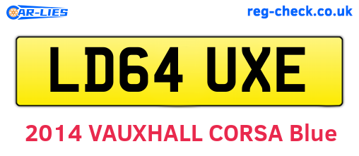 LD64UXE are the vehicle registration plates.