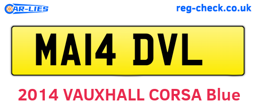 MA14DVL are the vehicle registration plates.
