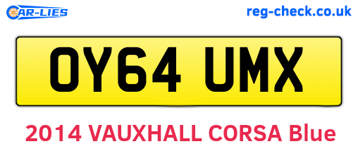OY64UMX are the vehicle registration plates.