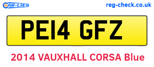 PE14GFZ are the vehicle registration plates.